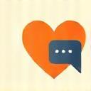 Icono que representa la pasión por el idioma, un corazón con un símbolo de habla.